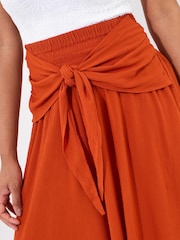 Joe Browns Orange Tie Front Crinkle Maxi Skirt - Image 3 of 5