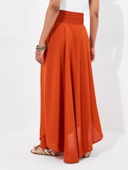 Joe Browns Orange Tie Front Crinkle Maxi Skirt - Image 4 of 5