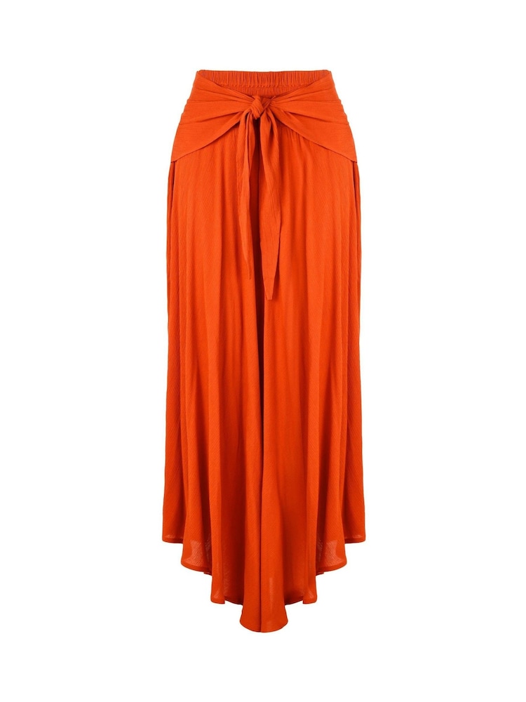 Joe Browns Orange Tie Front Crinkle Maxi Skirt - Image 5 of 5
