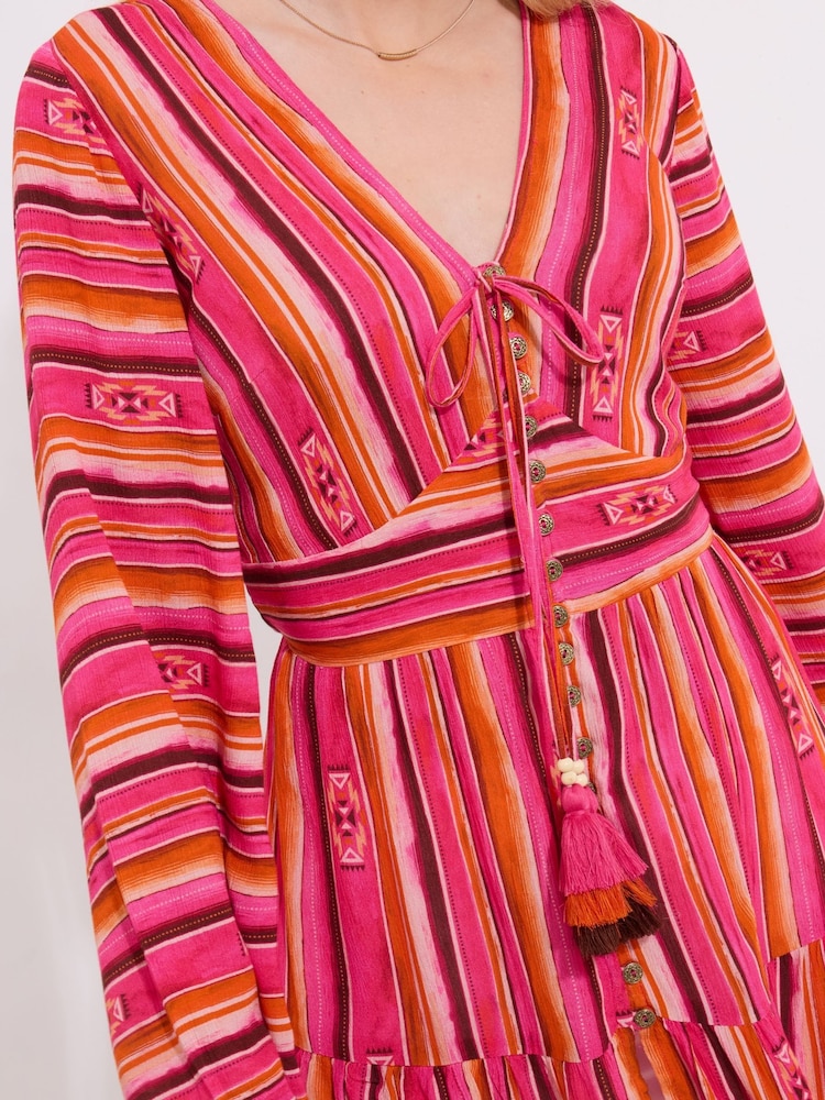 Joe Browns Pink Slim Fit Bold Striped Tunic - Image 4 of 5