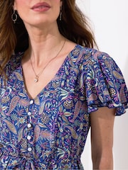 Joe Browns Blue Boho Paisley Printed Frilly Sleeve Tiered Maxi Dress - Image 2 of 5