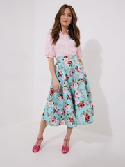 Joe Browns Blue Flattering Vintage Rose Print Full Skirt - Image 1 of 5