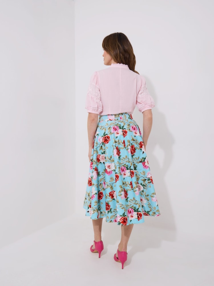 Joe Browns Blue Flattering Vintage Rose Print Full Skirt - Image 2 of 5