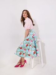 Joe Browns Blue Flattering Vintage Rose Print Full Skirt - Image 3 of 5