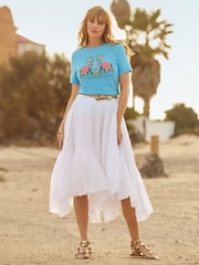 Joe Browns White Boho Handkerchief Hem 100% Cotton Maxi Skirt - Image 1 of 8