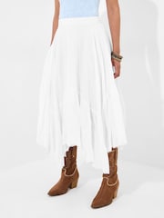 Joe Browns White Boho Handkerchief Hem 100% Cotton Maxi Skirt - Image 2 of 8