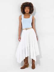 Joe Browns White Boho Handkerchief Hem 100% Cotton Maxi Skirt - Image 3 of 8