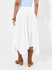Joe Browns White Boho Handkerchief Hem 100% Cotton Maxi Skirt - Image 4 of 8
