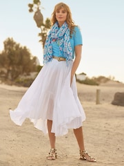 Joe Browns White Boho Handkerchief Hem 100% Cotton Maxi Skirt - Image 6 of 8
