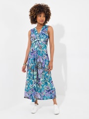 Joe Browns Blue Sleeveless Twist Front Printed Jersey Maxi Dress - Image 1 of 5