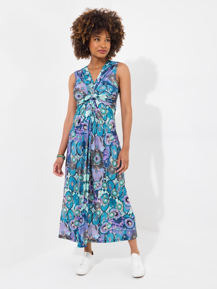 Joe Browns Blue Sleeveless Twist Front Printed Jersey Maxi Dress - Image 1 of 5