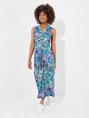 Joe Browns Blue Sleeveless Twist Front Printed Jersey Maxi Dress - Image 3 of 5