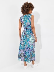Joe Browns Blue Sleeveless Twist Front Printed Jersey Maxi Dress - Image 4 of 5
