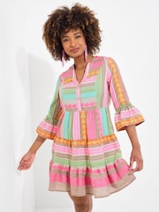 Joe Browns Pink Boho Jacquard Flared Sleeve Tunic Mini Dress - Image 1 of 5