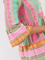 Joe Browns Pink Boho Jacquard Flared Sleeve Tunic Mini Dress - Image 2 of 5