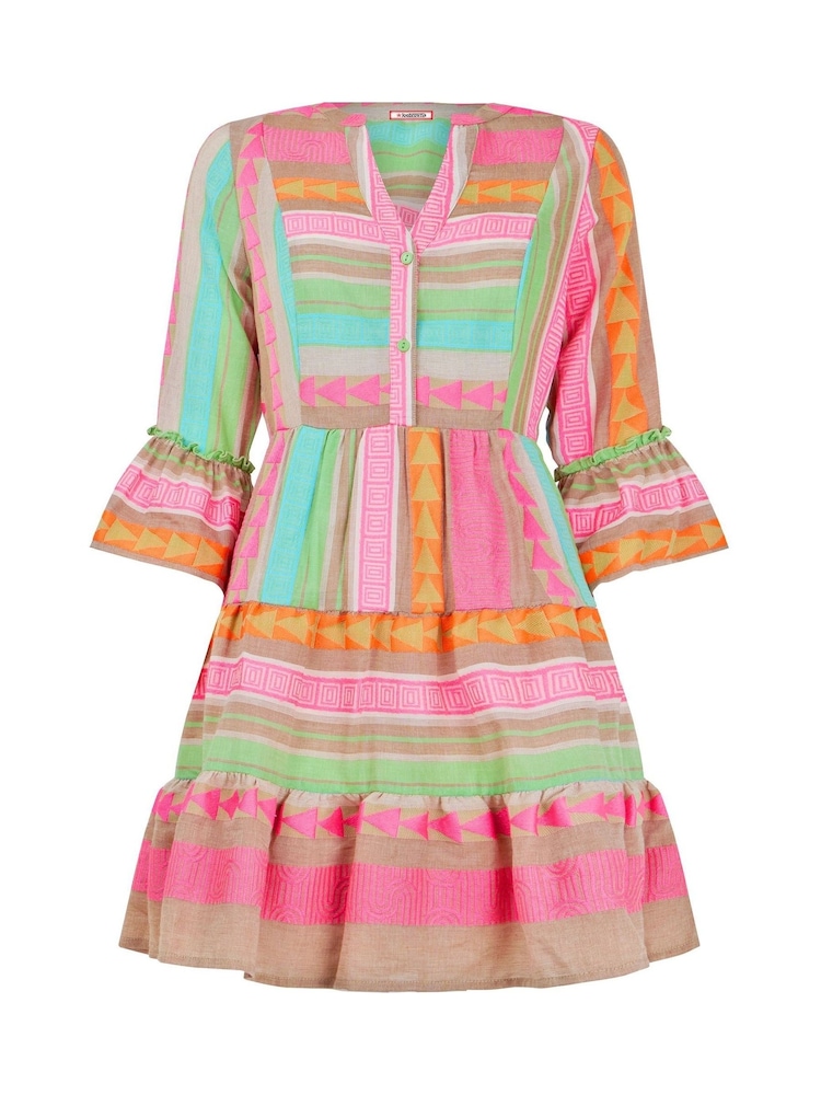 Joe Browns Pink Boho Jacquard Flared Sleeve Tunic Mini Dress - Image 5 of 5