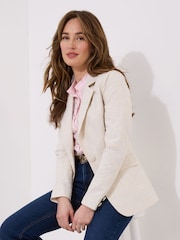 Joe Browns Cream Floral Embroidered Linen Mix Jacket - Image 1 of 5