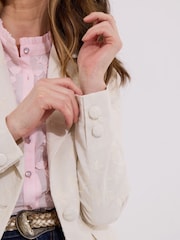 Joe Browns Cream Floral Embroidered Linen Mix Jacket - Image 3 of 5