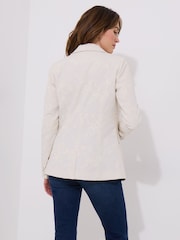 Joe Browns Cream Floral Embroidered Linen Mix Jacket - Image 4 of 5