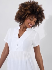 Joe Browns White Longline Embroidered Bib Broderie Hem Tunic - Image 4 of 7