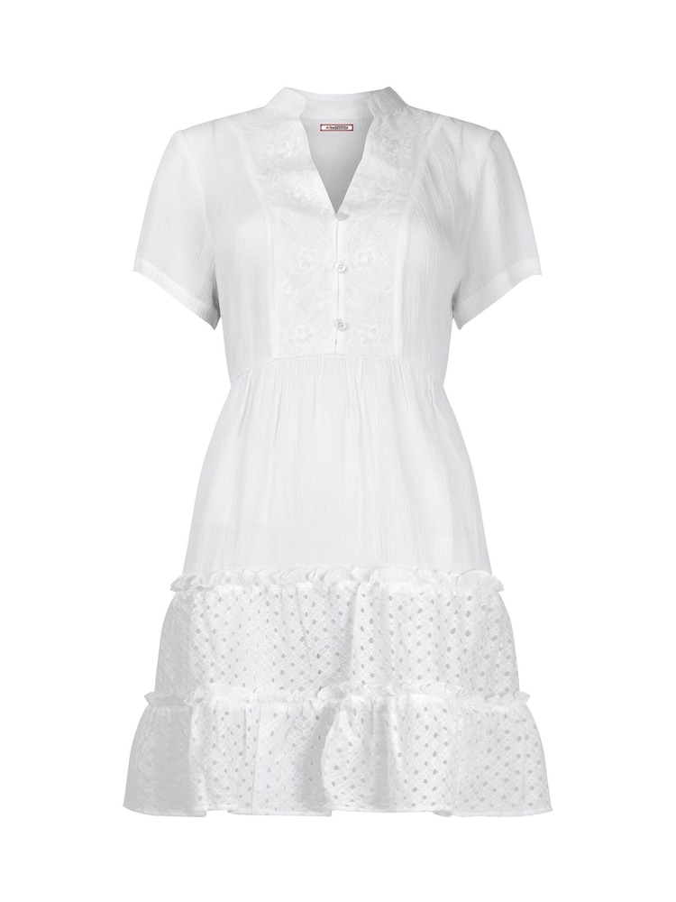 Joe Browns White Longline Embroidered Bib Broderie Hem Tunic - Image 7 of 7