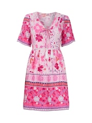 Joe Browns Pink Floral Contrast Border Print Short Sleeve Relaxed Tunic - Image 5 of 5
