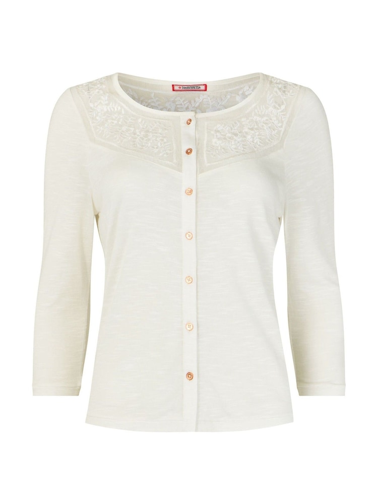 Joe Browns Cream Lace Panel Button Down Jersey Top - Image 5 of 5