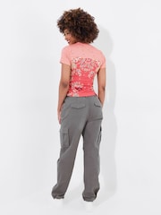 Joe Browns Orange Floral Print Rouched Jersey Top - Image 4 of 5