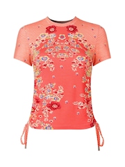 Joe Browns Orange Floral Print Rouched Jersey Top - Image 5 of 5