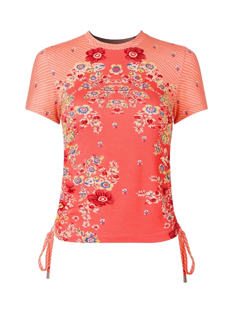 Joe Browns Orange Floral Print Rouched Jersey Top - Image 5 of 5