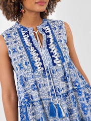 Joe Browns Blue Pom Pom Trim Tassel Tie Relaxed Tunic - Image 3 of 7