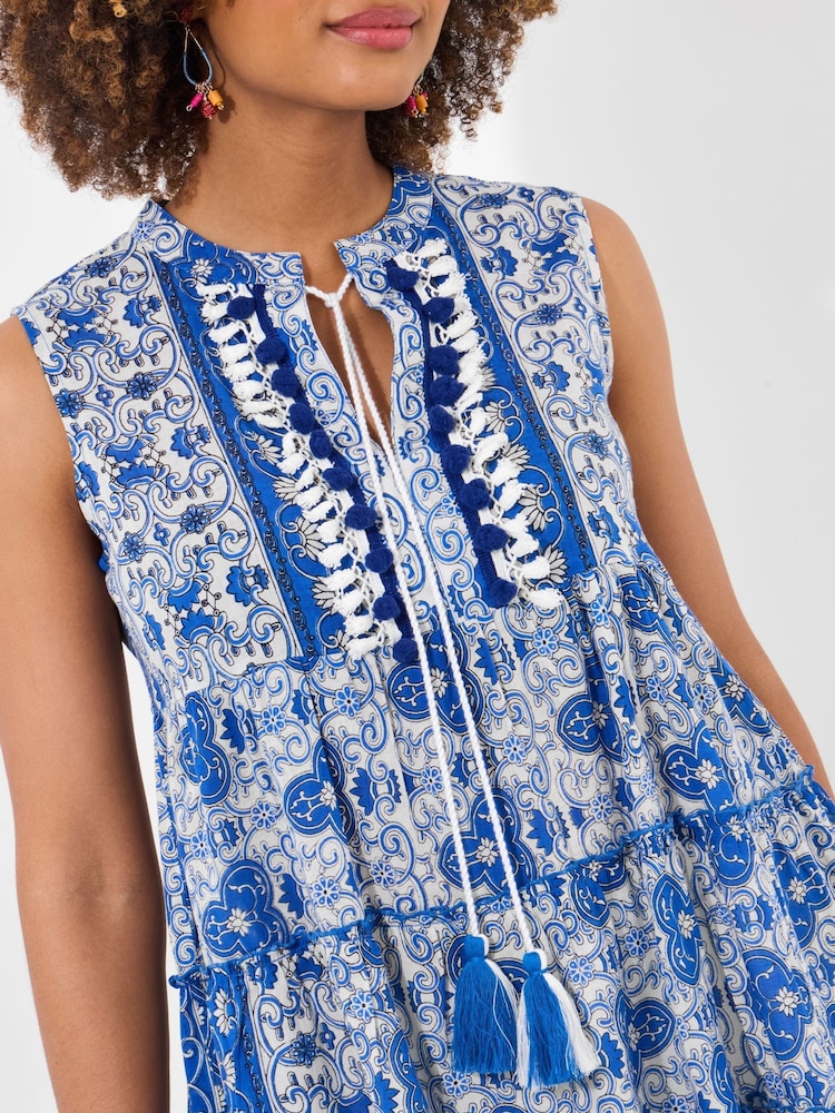 Joe Browns Blue Pom Pom Trim Tassel Tie Relaxed Tunic - Image 3 of 7