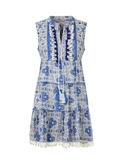 Joe Browns Blue Pom Pom Trim Tassel Tie Relaxed Tunic - Image 7 of 7