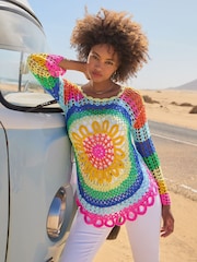 Joe Browns Blue Rainbow Crochet Knit Jumper - Image 1 of 7