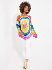 Joe Browns Blue Rainbow Crochet Knit Jumper - Image 6 of 7