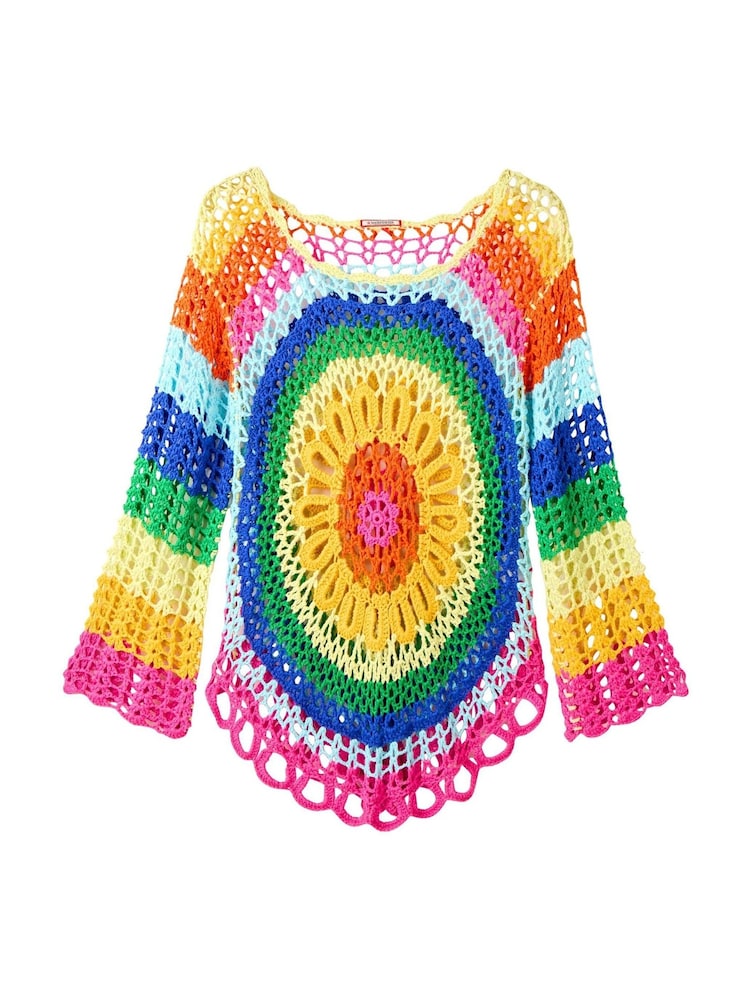 Joe Browns Blue Rainbow Crochet Knit Jumper - Image 7 of 7