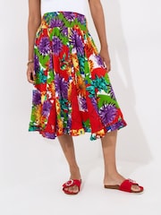 Joe Browns Red Bright Floral Godet Panel Midi Skirt - Image 1 of 5
