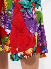 Joe Browns Red Bright Floral Godet Panel Midi Skirt - Image 3 of 5
