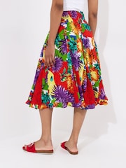 Joe Browns Red Bright Floral Godet Panel Midi Skirt - Image 4 of 5