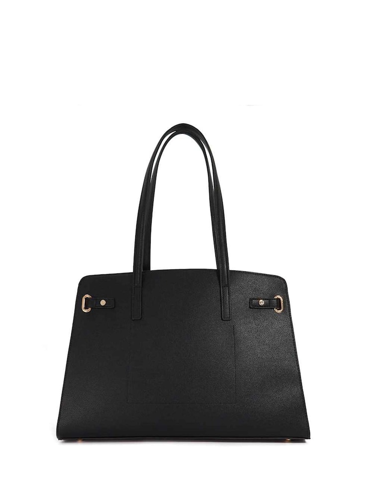 Dune London Black Define Large Belted Tote Bag - Image 2 of 6