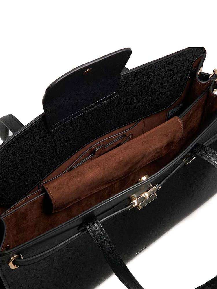 Dune London Black Define Large Belted Tote Bag - Image 3 of 6