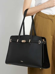 Dune London Black Define Large Belted Tote Bag - Image 5 of 6