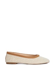 Dune London Cream Honestly Branded Mini Trim Ballet Flat Shoes - Image 2 of 6