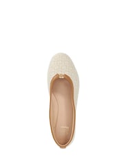 Dune London Cream Honestly Branded Mini Trim Ballet Flat Shoes - Image 5 of 6
