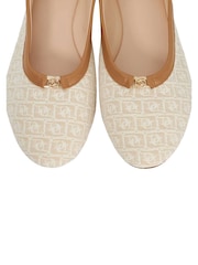 Dune London Cream Honestly Branded Mini Trim Ballet Flat Shoes - Image 6 of 6