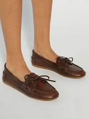 Dune London Brown Gala Boat Shoes - Image 1 of 6