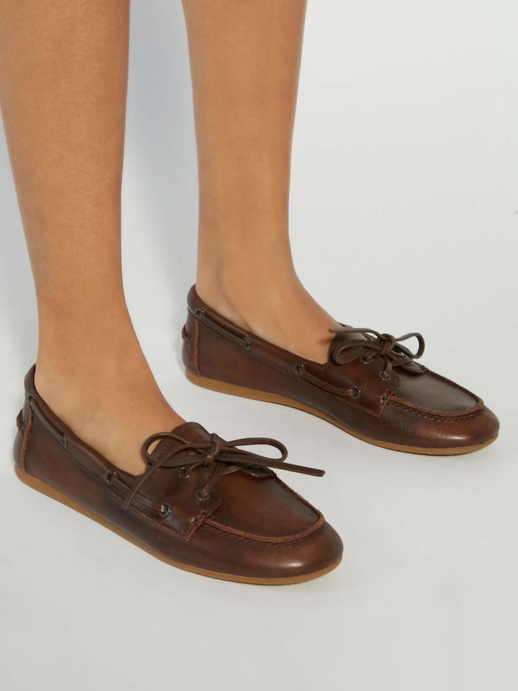 Dune London Brown Gala Boat Shoes - Image 1 of 6