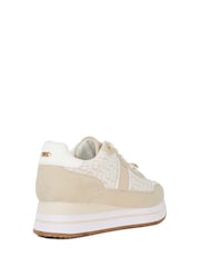 Dune London Cream Escapade Mix Material Platform Trainers - Image 3 of 6