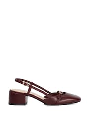 Dune London Red Definition Square Toe Slingback Shoes - Image 2 of 6