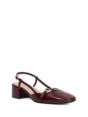 Dune London Red Definition Square Toe Slingback Shoes - Image 3 of 6